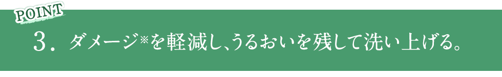 POINT3 ダメージ※を軽減し、うるおいを残して洗い上げる。