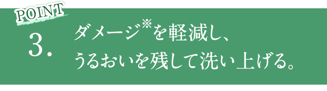 POINT3 ダメージ※を軽減し、うるおいを残して洗い上げる。